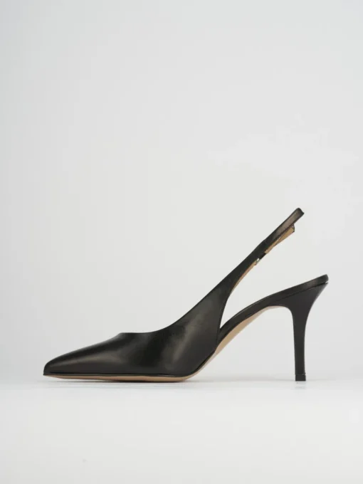 Slingback decoltè tacco 8 cm nero pelle
