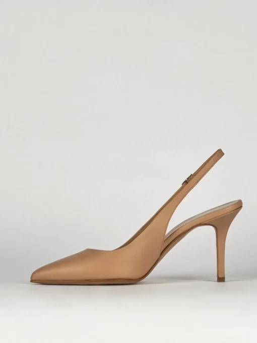 Slingback decoltè tacco 8 cm rosa pelle