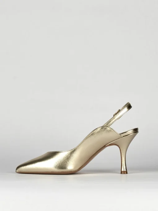 Slingback decoltè tacco 6 cm oro pelle