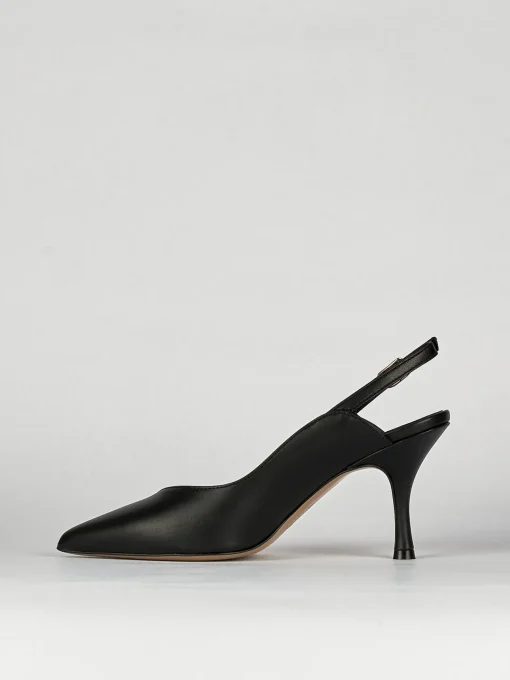 Slingback decoltè tacco 6 cm nero pelle