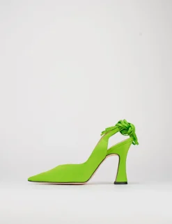 Slingback decoltè tacco 9 cm verde raso