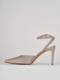 Slingback decoltè tacco 8 cm rosa glitter