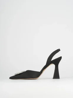 Slingback decoltè tacco 9 cm nero pelle