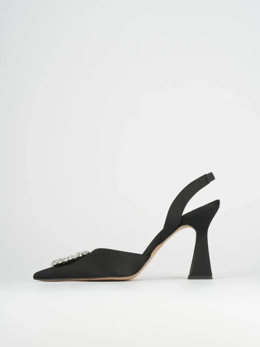 Slingback decoltè tacco 9 cm nero pelle