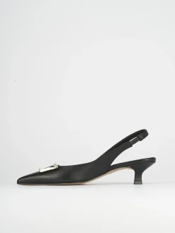 Slingback decoltè tacco 5 cm nero pelle