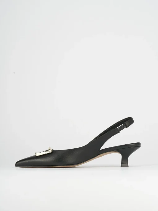 Slingback decoltè tacco 5 cm nero pelle
