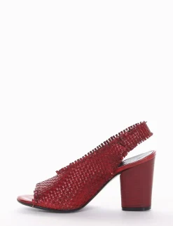 Slingback decoltè tacco 7 cm rosso pelle