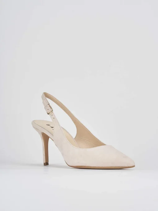 Slingback decoltè tacco 7 cm beige camoscio