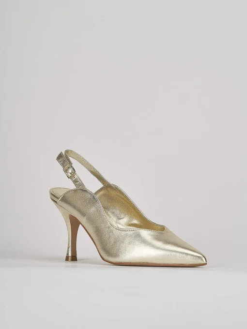 Slingback decoltè tacco 7 cm oro laminato