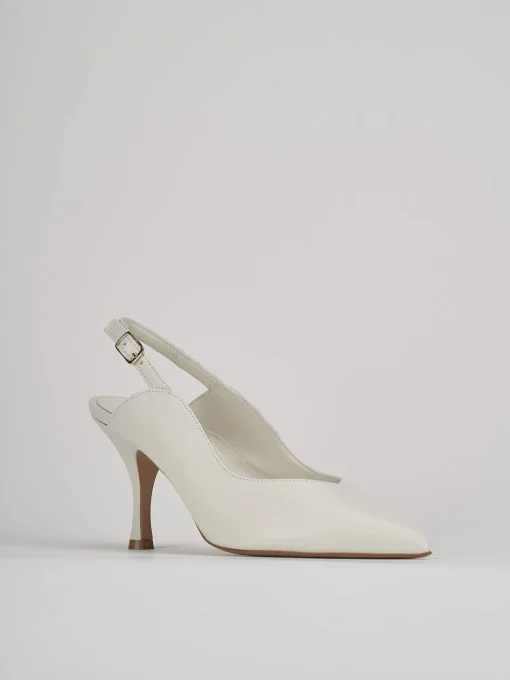 Slingback decoltè tacco 7 cm bianco pelle
