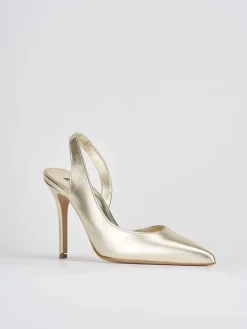 Slingback decoltè tacco 9 cm oro pelle