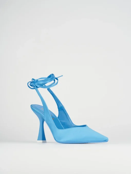 Slingback decoltè tacco 9 cm azzurro raso