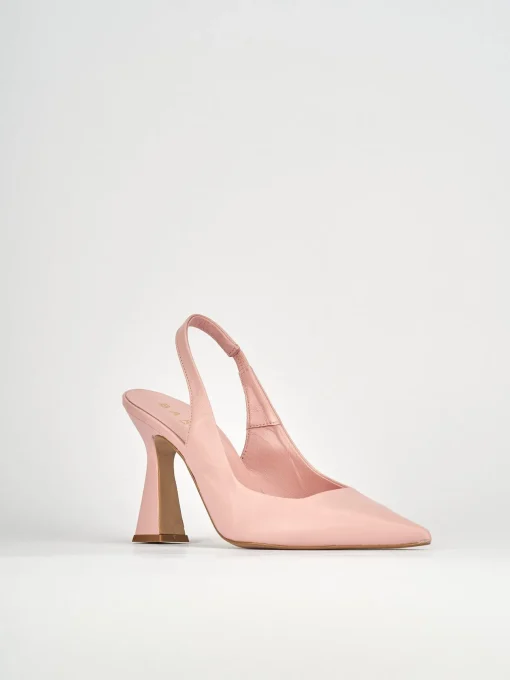 Slingback decoltè tacco 9 cm rosa pelle