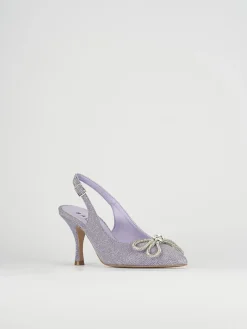 Slingback decoltè tacco 5 cm rosa glitter