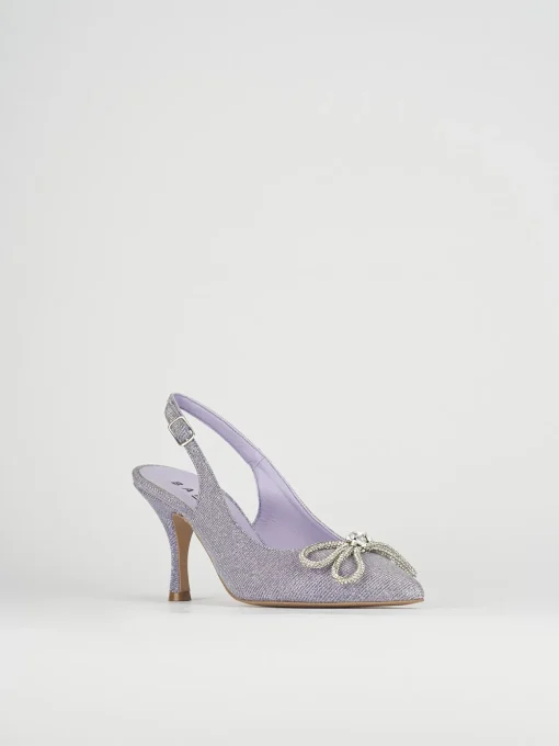 Slingback decoltè tacco 5 cm rosa glitter