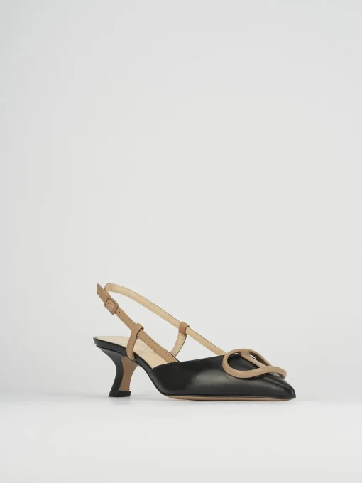 Slingback decoltè tacco 3 cm nero pelle