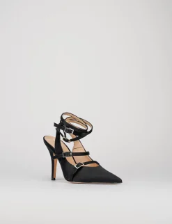 Slingback decoltè tacco 9 cm nero raso