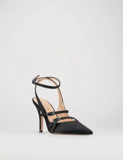 Slingback decoltè tacco 9 cm nero raso