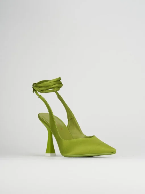 Slingback decoltè tacco 9 cm verde raso