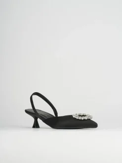 Slingback decoltè tacco 5 cm nero raso