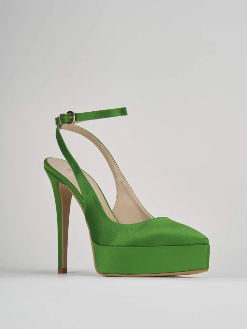 Slingback decoltè tacco 11 cm verde raso