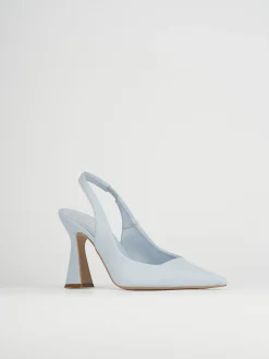 Slingback decoltè tacco 9 cm azzurro pelle