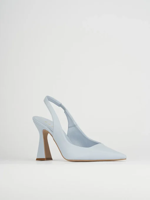 Slingback decoltè tacco 9 cm azzurro pelle