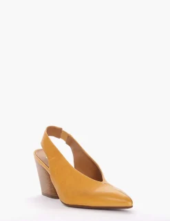 Slingback decoltè tacco 8 cm giallo pelle