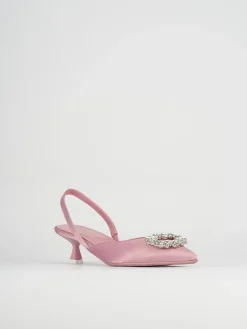 Slingback decoltè tacco 5 cm rosa raso