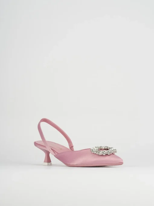 Slingback decoltè tacco 5 cm rosa raso
