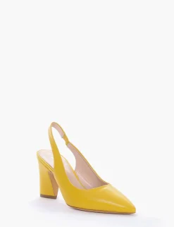 Slingback decoltè tacco 8 cm giallo pelle
