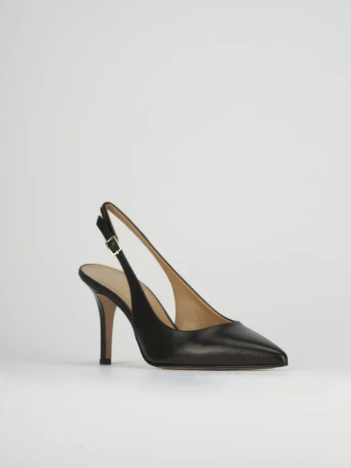 Slingback decoltè tacco 8 cm nero pelle