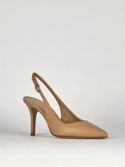 Slingback decoltè tacco 8 cm rosa pelle