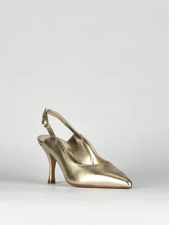 Slingback decoltè tacco 6 cm oro pelle