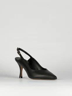 Slingback decoltè tacco 6 cm nero pelle