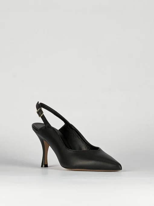 Slingback decoltè tacco 6 cm nero pelle