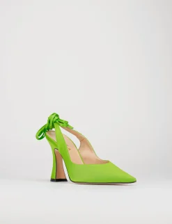 Slingback decoltè tacco 9 cm verde raso