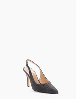 Slingback decoltè tacco 8 cm nero glitter