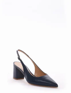 Slingback decoltè tacco 7cm blu pelle