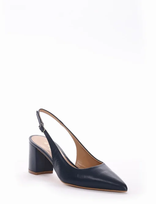Slingback decoltè tacco 7cm blu pelle
