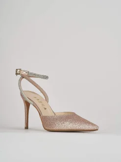 Slingback decoltè tacco 8 cm rosa glitter