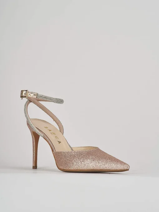 Slingback decoltè tacco 8 cm rosa glitter
