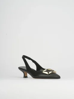 Slingback decoltè tacco 5 cm nero pelle