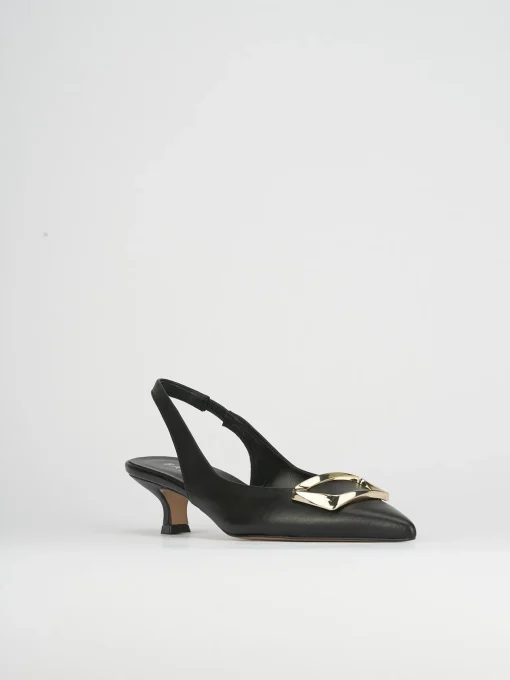 Slingback decoltè tacco 5 cm nero pelle