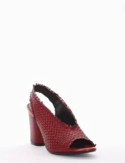 Slingback decoltè tacco 7 cm rosso pelle