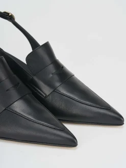 Slingback decoltè tacco 5 cm nero pelle