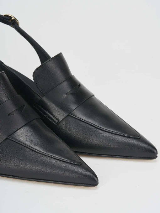 Slingback decoltè tacco 5 cm nero pelle