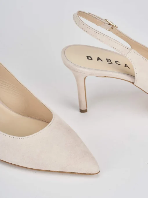 Slingback decoltè tacco 7 cm beige camoscio