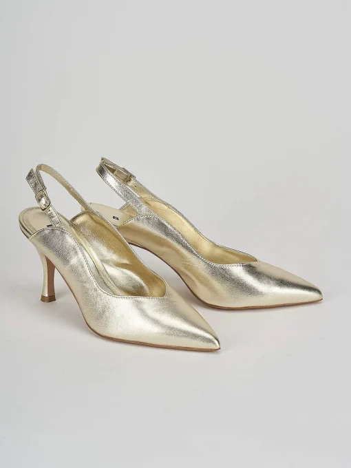 Slingback decoltè tacco 7 cm oro laminato