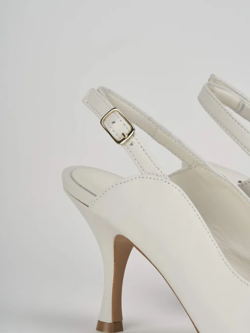 Slingback decoltè tacco 7 cm bianco pelle